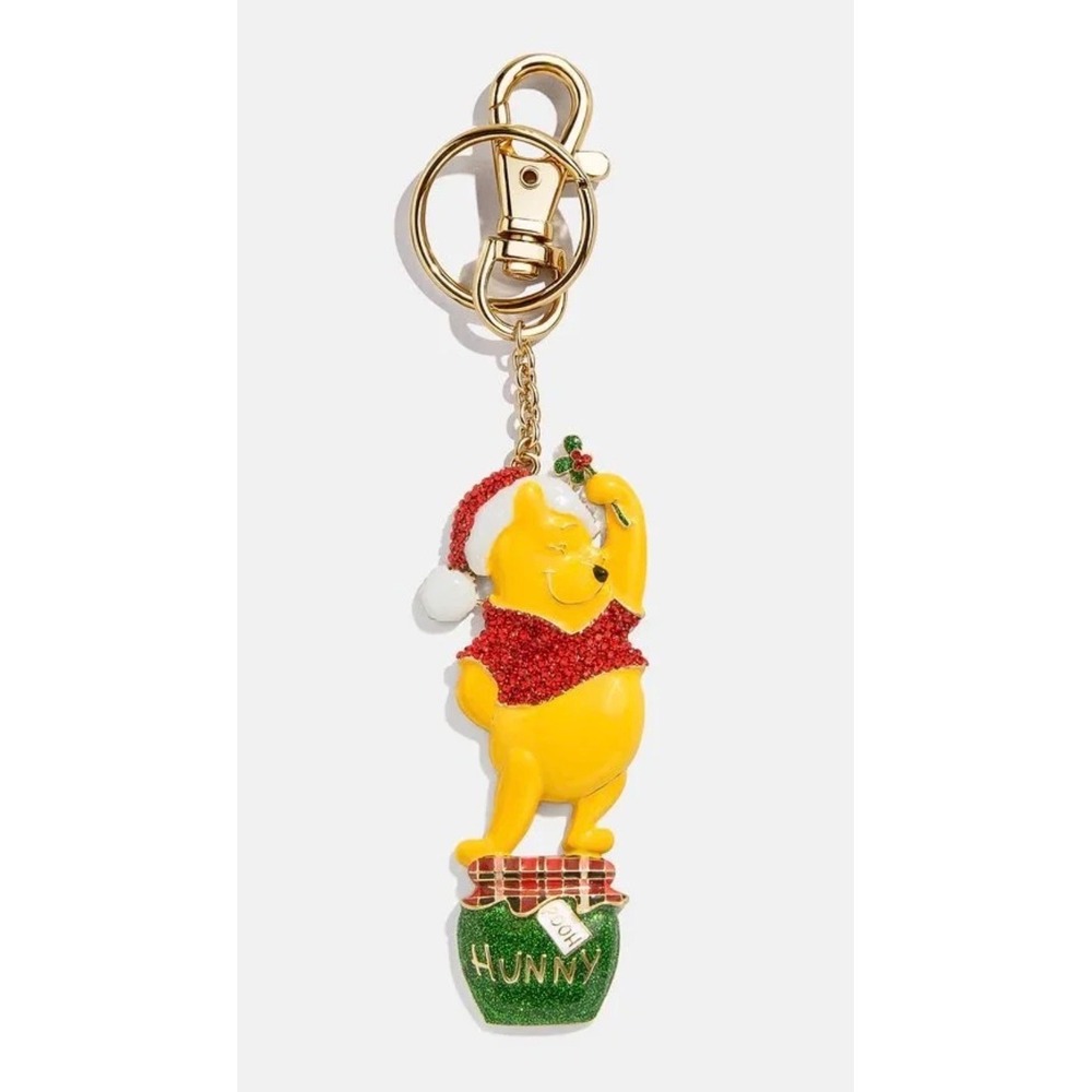 Disney BaubleBar Winnie the Pooh Holiday Keychain Santa Hat Hunny Pot Rhinestone